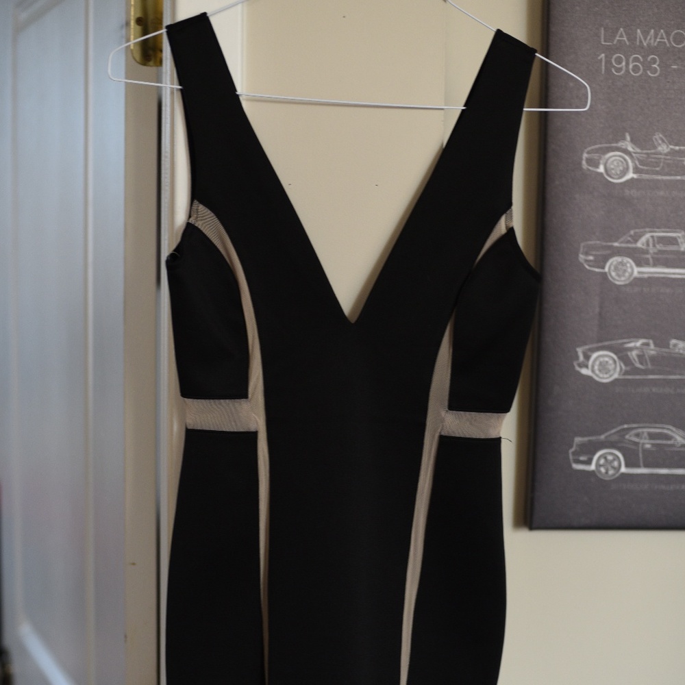 Foreign Exchange Black Dress with gold stripe